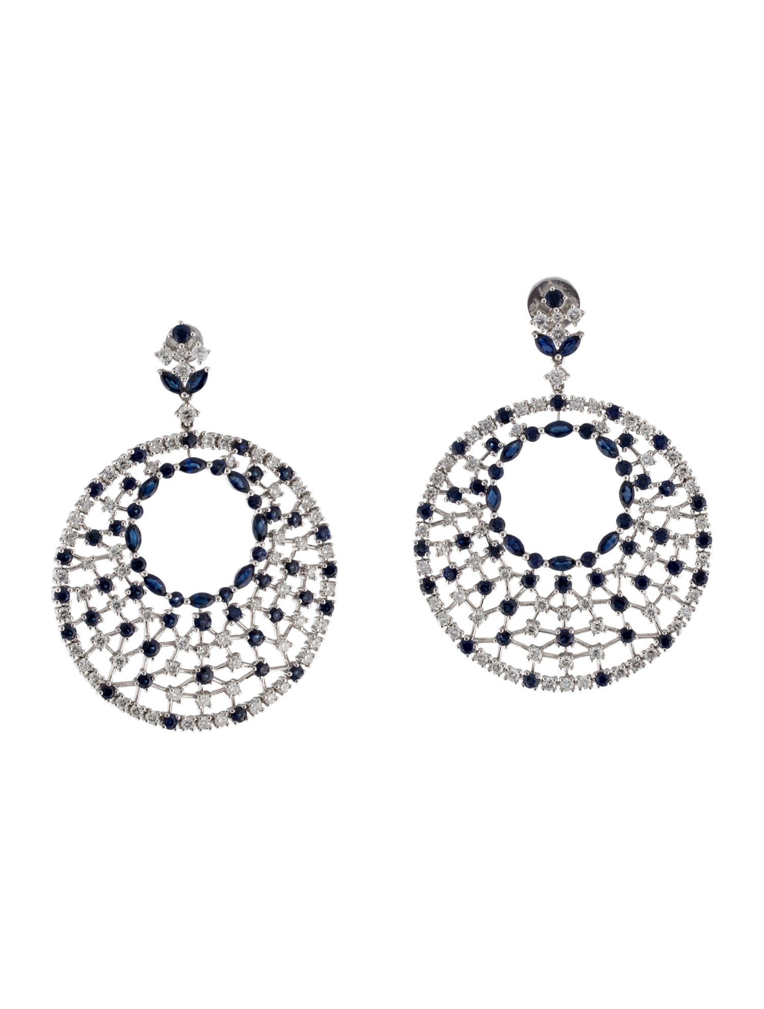 Earrings 14K 4.90ctw Sapphire & Diamond Drop Earrings