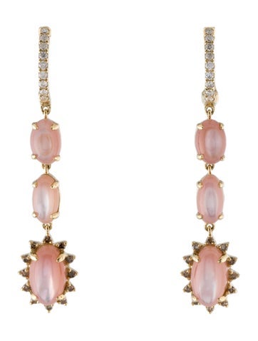 Earrings Drop 14K Mother of Pearl & Diamond