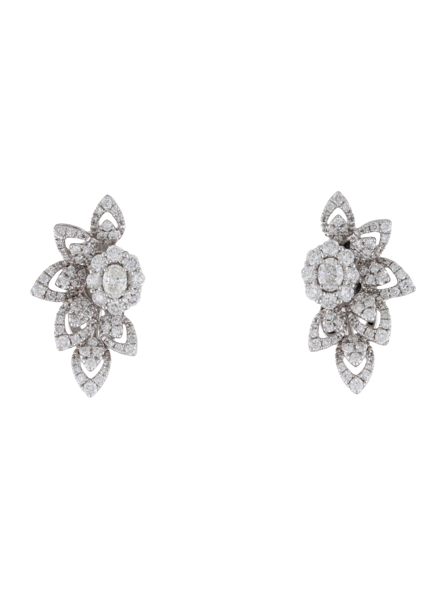 Earrings 14K 1.45ctw Diamond Flower Climber Earring