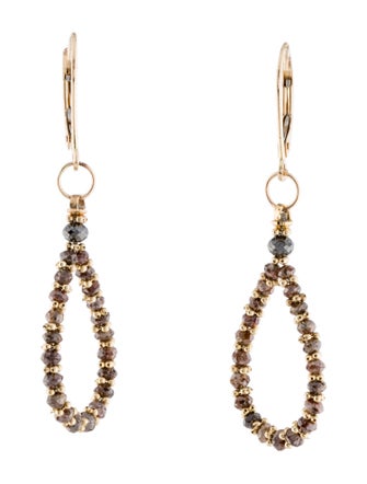 Earrings 14K Diamond Bead Drop Earrings