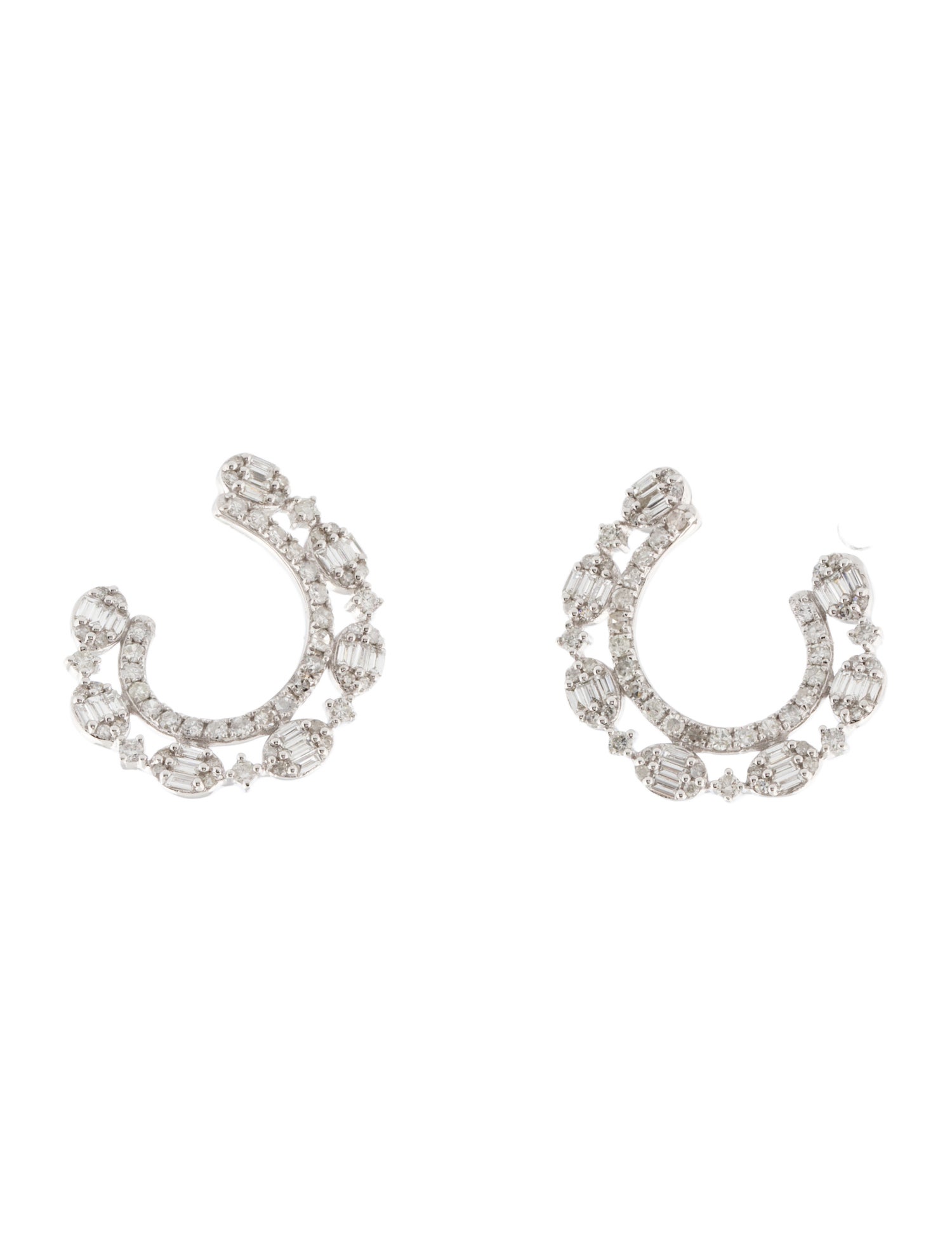 Earrings 14K Diamond Swirl Drop Earrings