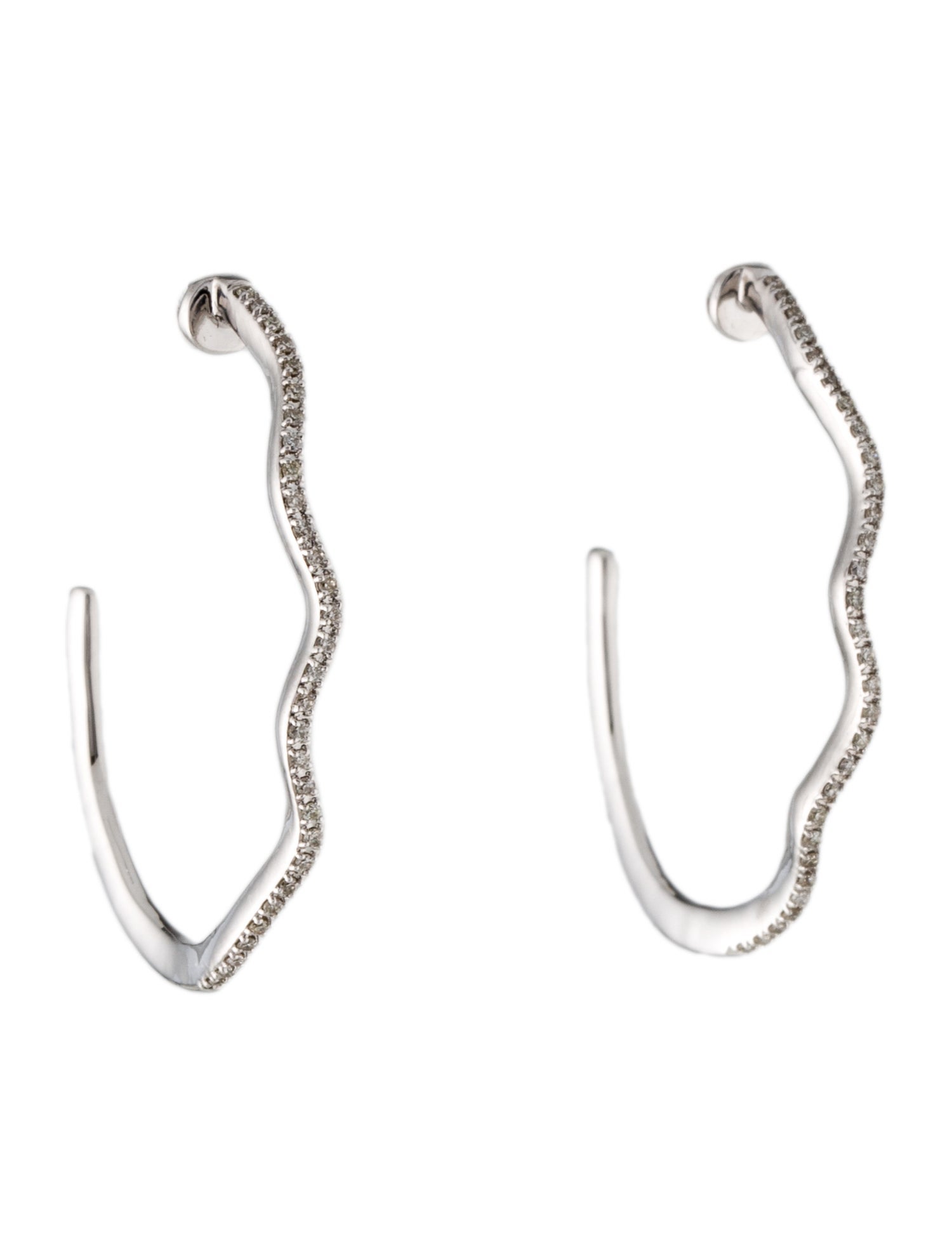 Earrings 14K Diamond Wavy Hoop