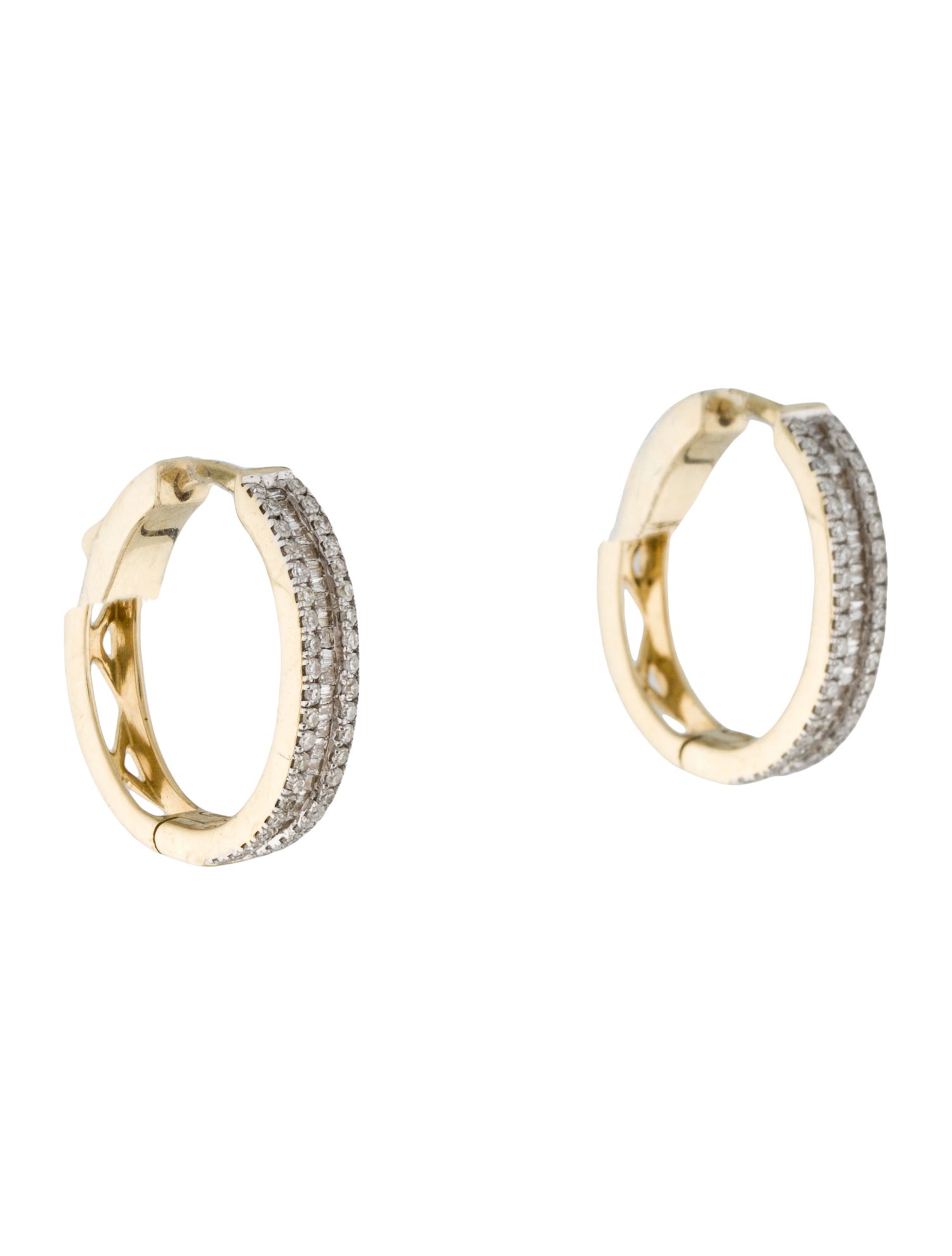 Earrings 14K Diamond Oval Hoop Earrings