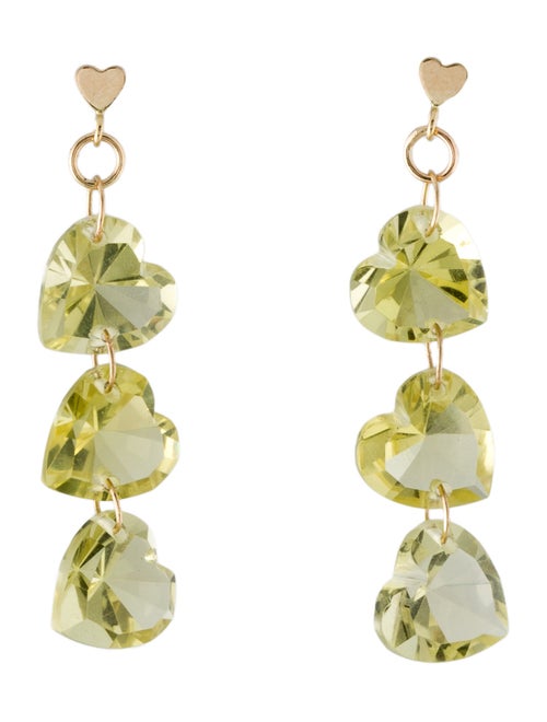 Earrings 14K 23.01ctw Quartz Heart Drop Earrings