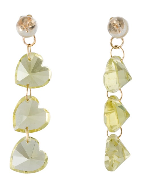 Earrings 14K 23.01ctw Quartz Heart Drop Earrings