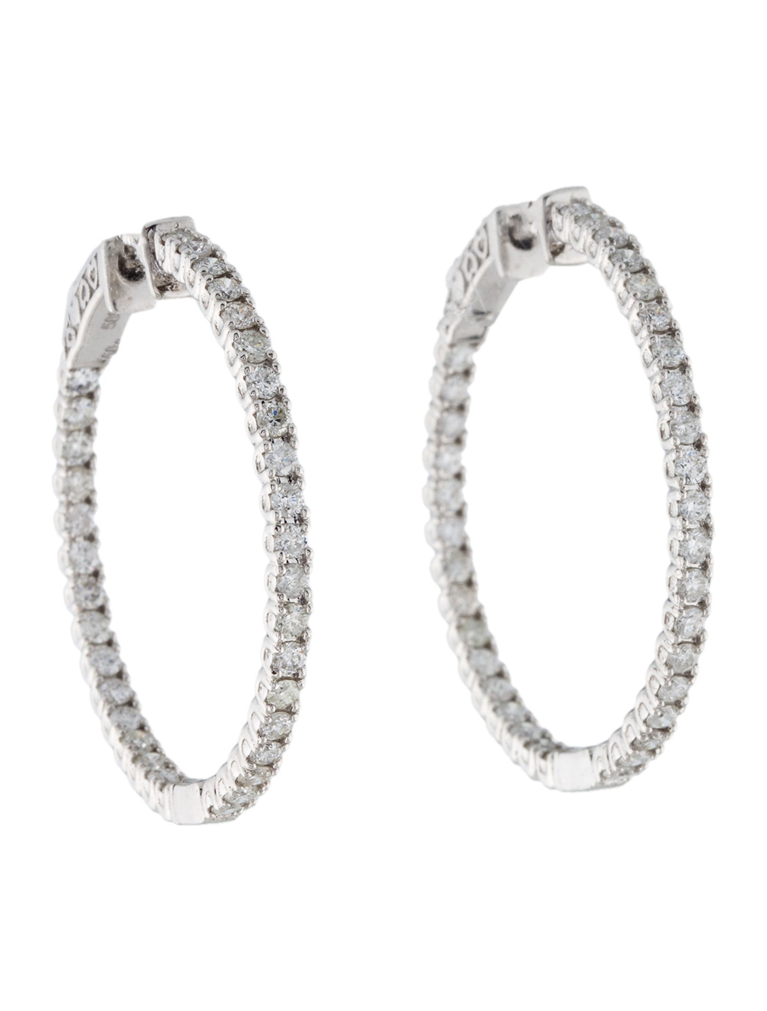 Earrings 14K 2.15ctw Diamond Inside Out Hoop Earrings