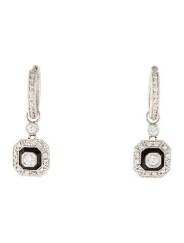 18K Diamond & Onyx Square Drop Earrings