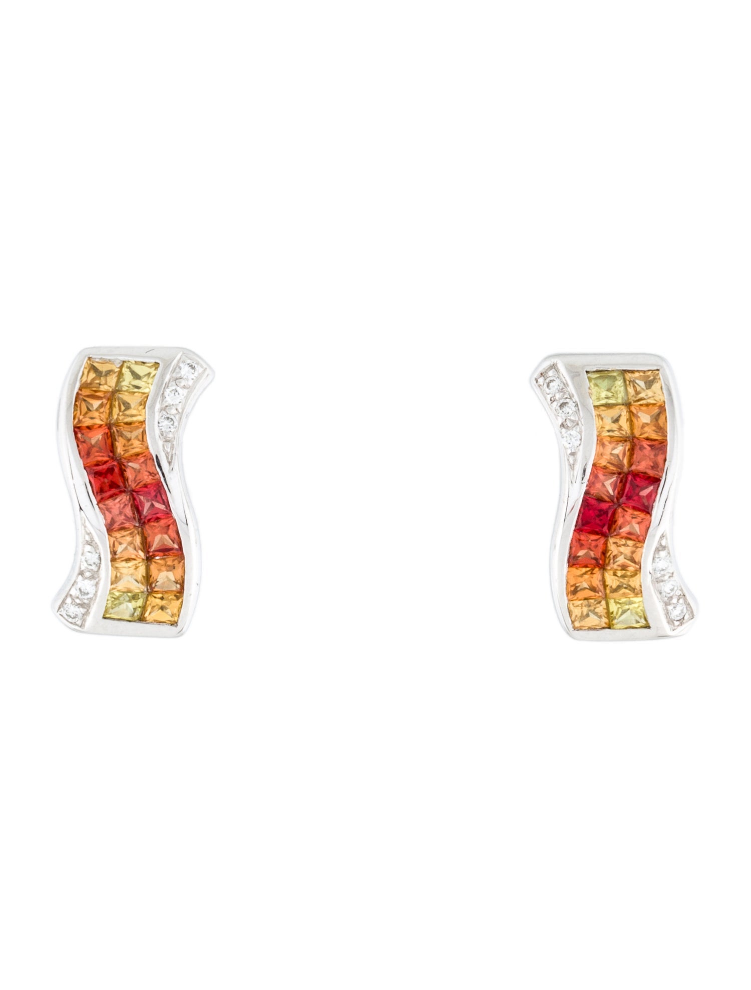 Earrings 18K 1.91ctw Sapphire & Diamond Earclips