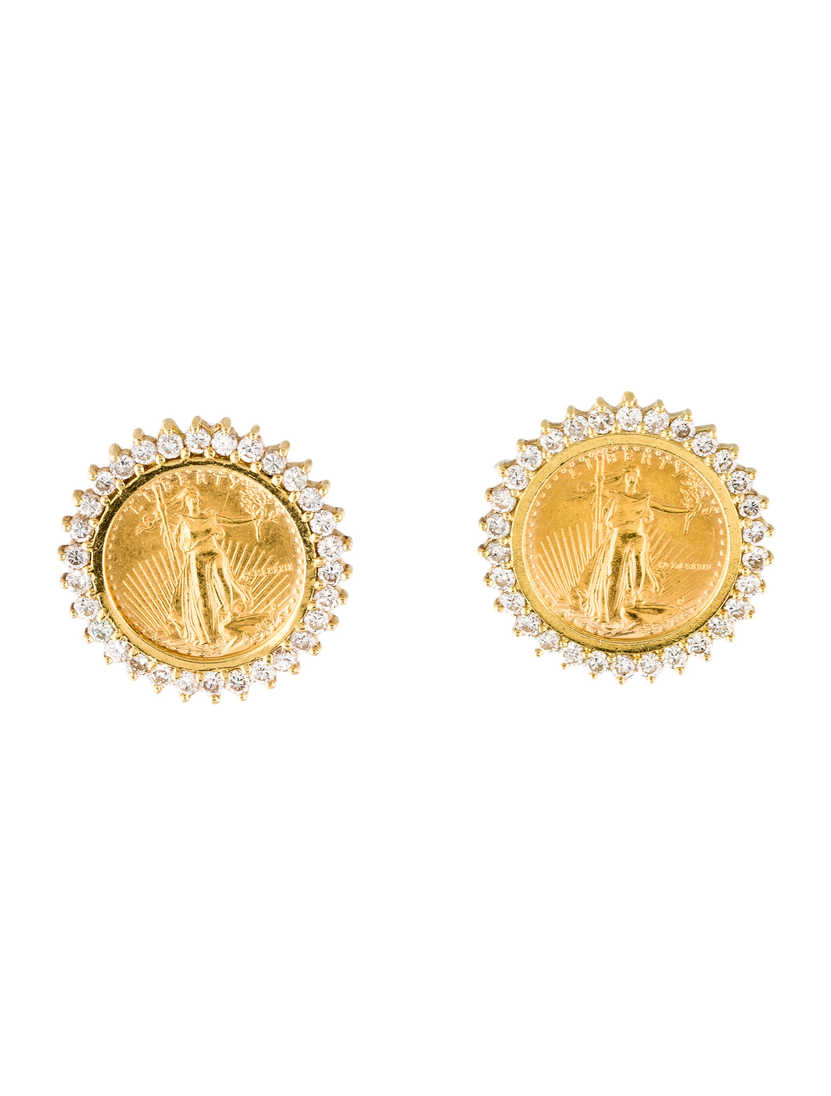 Gold dollar earrings for sale Clearance