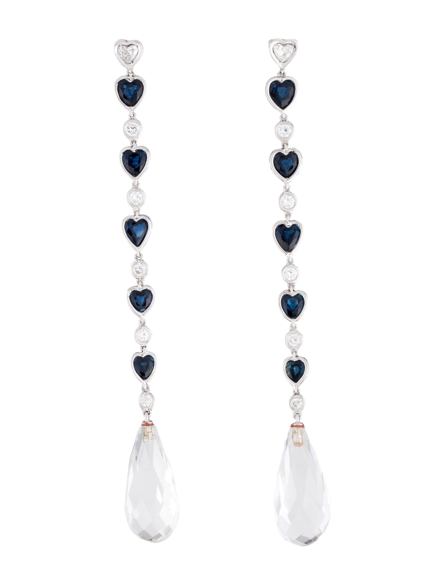 Earrings 18K 4.50ctw Sapphire, Quartz & Diamond Drop Earrings