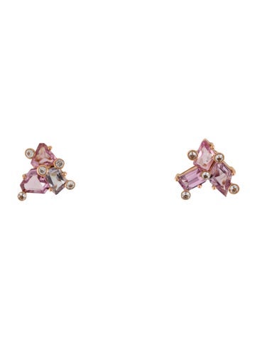 Earrings Stud 18K Spinel & White Sapphire