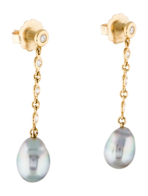 Earrings 18K Diamond & Pearl Drop Earrings