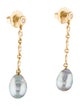 Earrings 18K Diamond & Pearl Drop Earrings