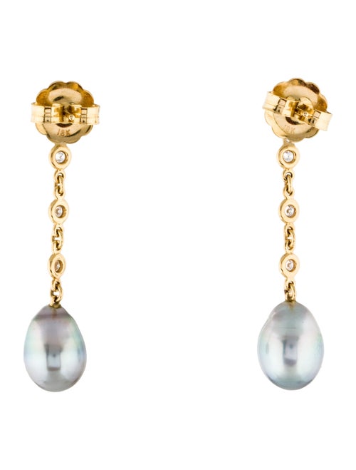 Earrings 18K Diamond & Pearl Drop Earrings