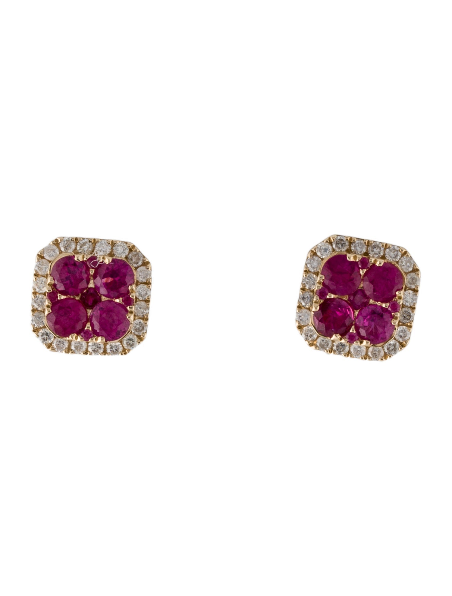 Earrings 14K Ruby & Diamond Stud Earrings