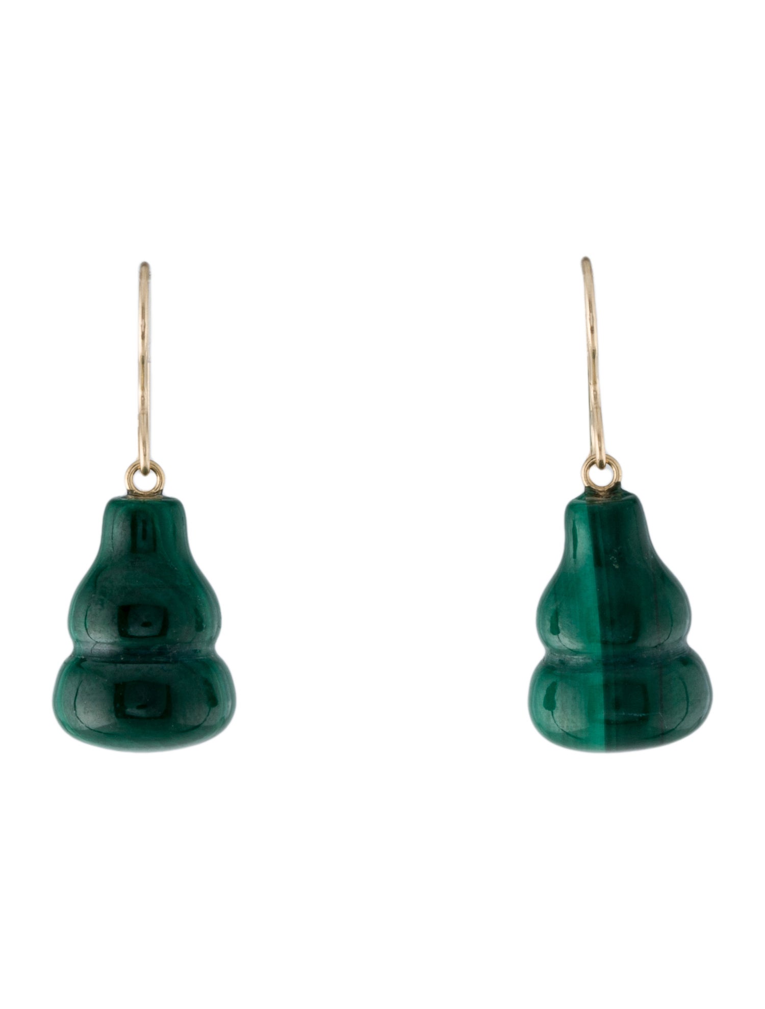 Earrings 14K Carved Malachite Drop Earrings