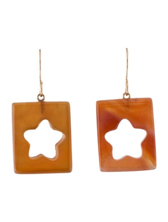 Earrings 14K Carnelian & Agate Star Drop Earrings