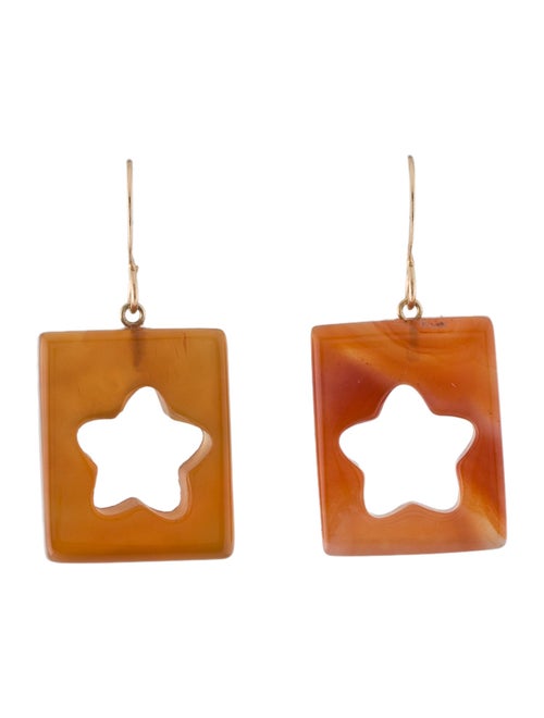 Earrings 14K Carnelian & Agate Star Drop Earrings