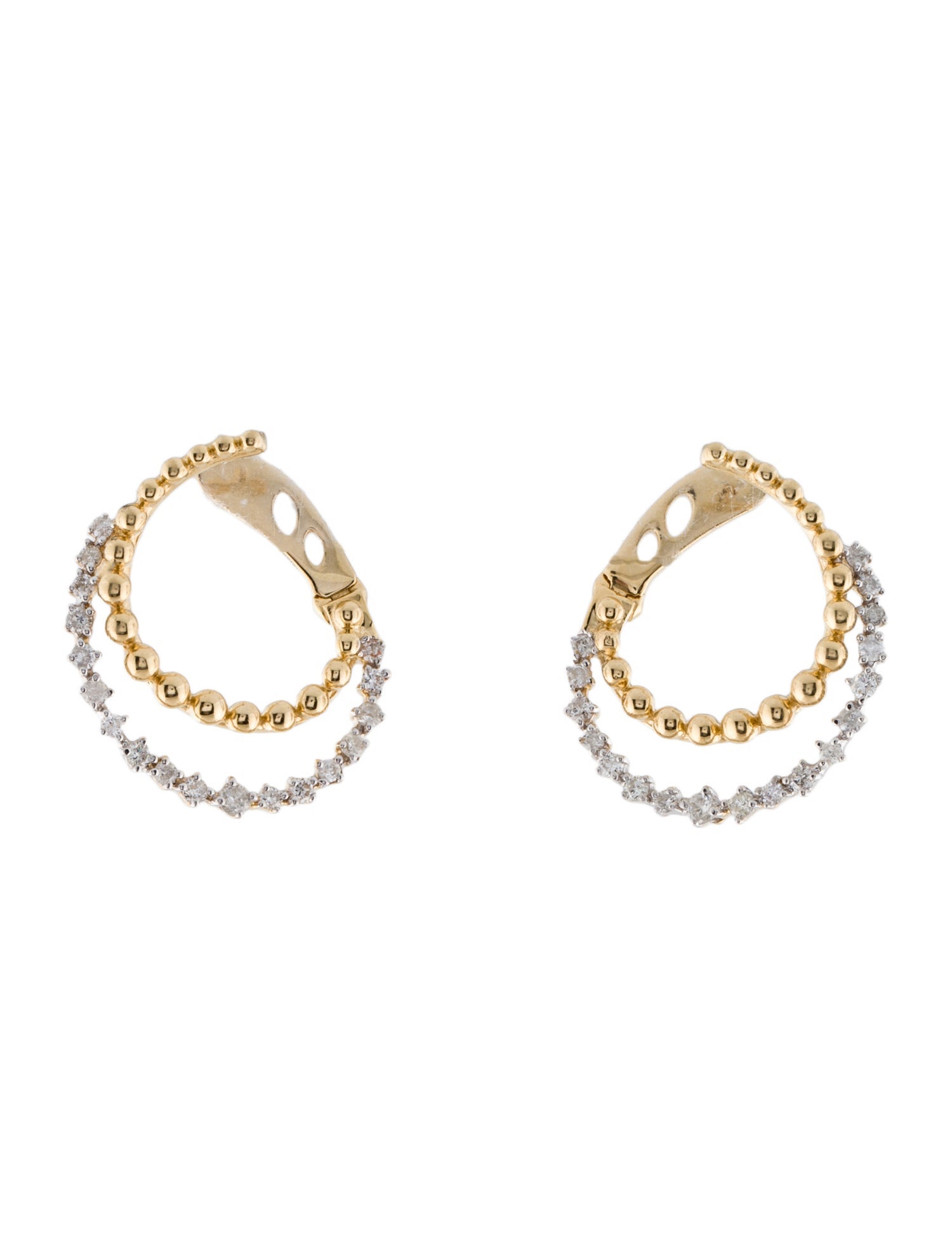 Earrings 14K Diamond Sideways Hoop Earrings