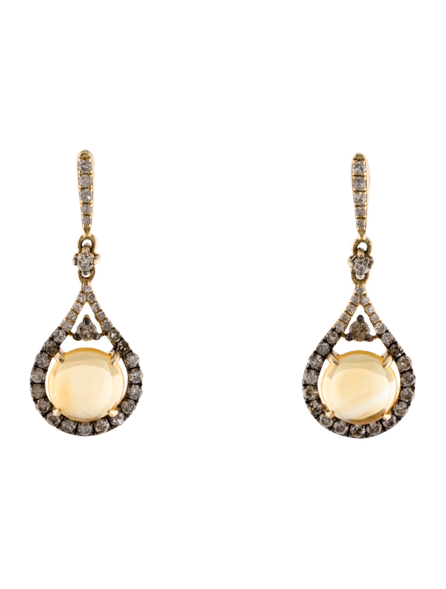 Earrings 14K Citrine & Diamond Drop Earrings