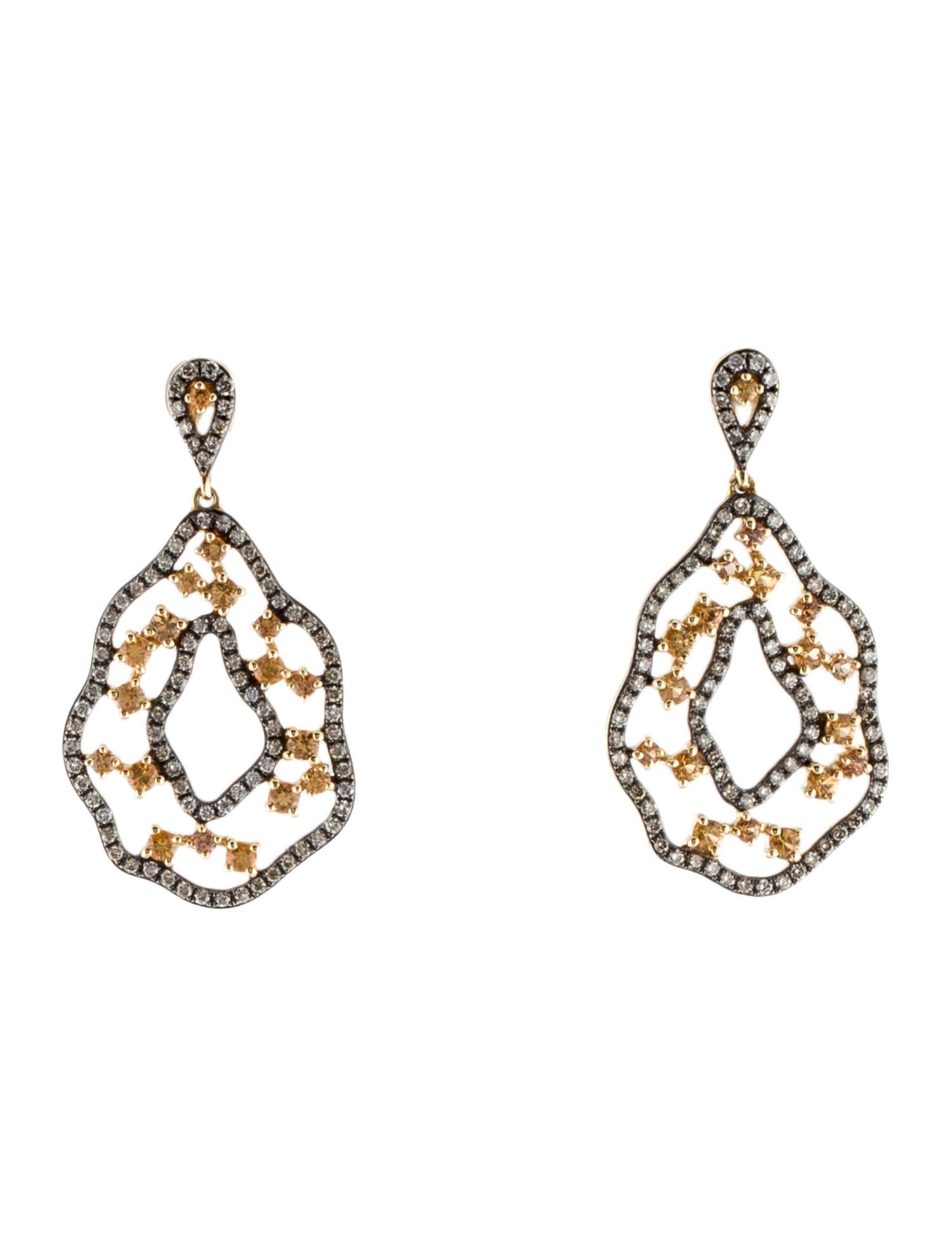 Earrings 14K Sapphire & Diamond Drop Earrings