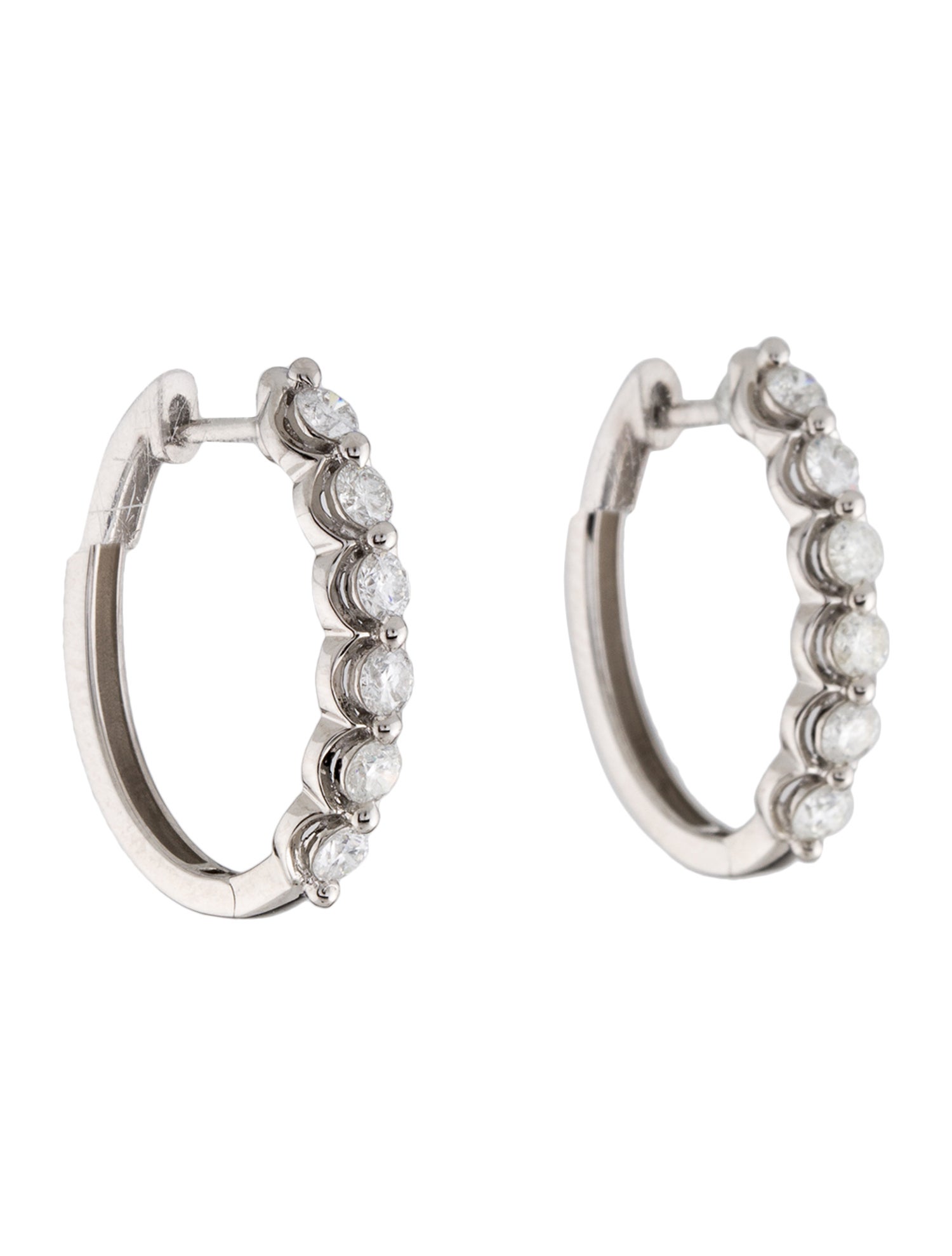 Earrings 14K Diamond Oval Hoop Earrings