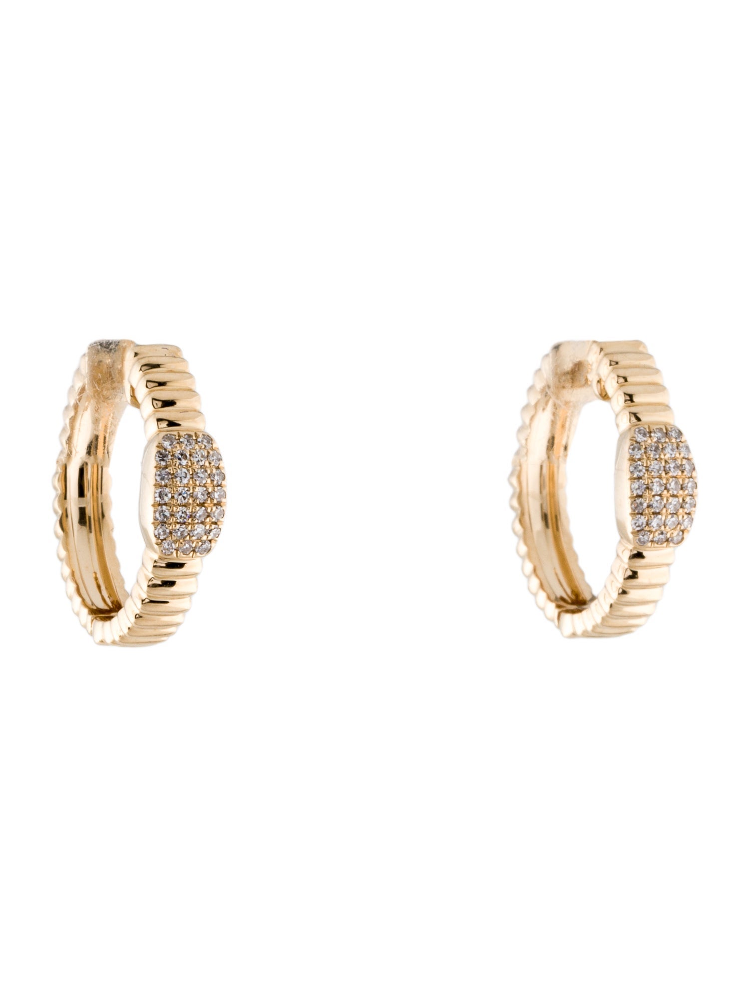 Earrings 14K Diamond Fluted Huggie