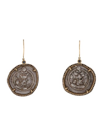 Donald Huber Diamond Coin Drop Earrings