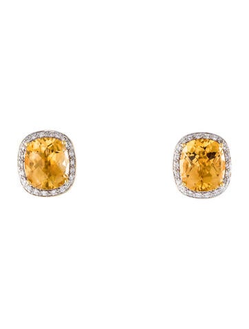 18K Citrine & Diamond Earclips