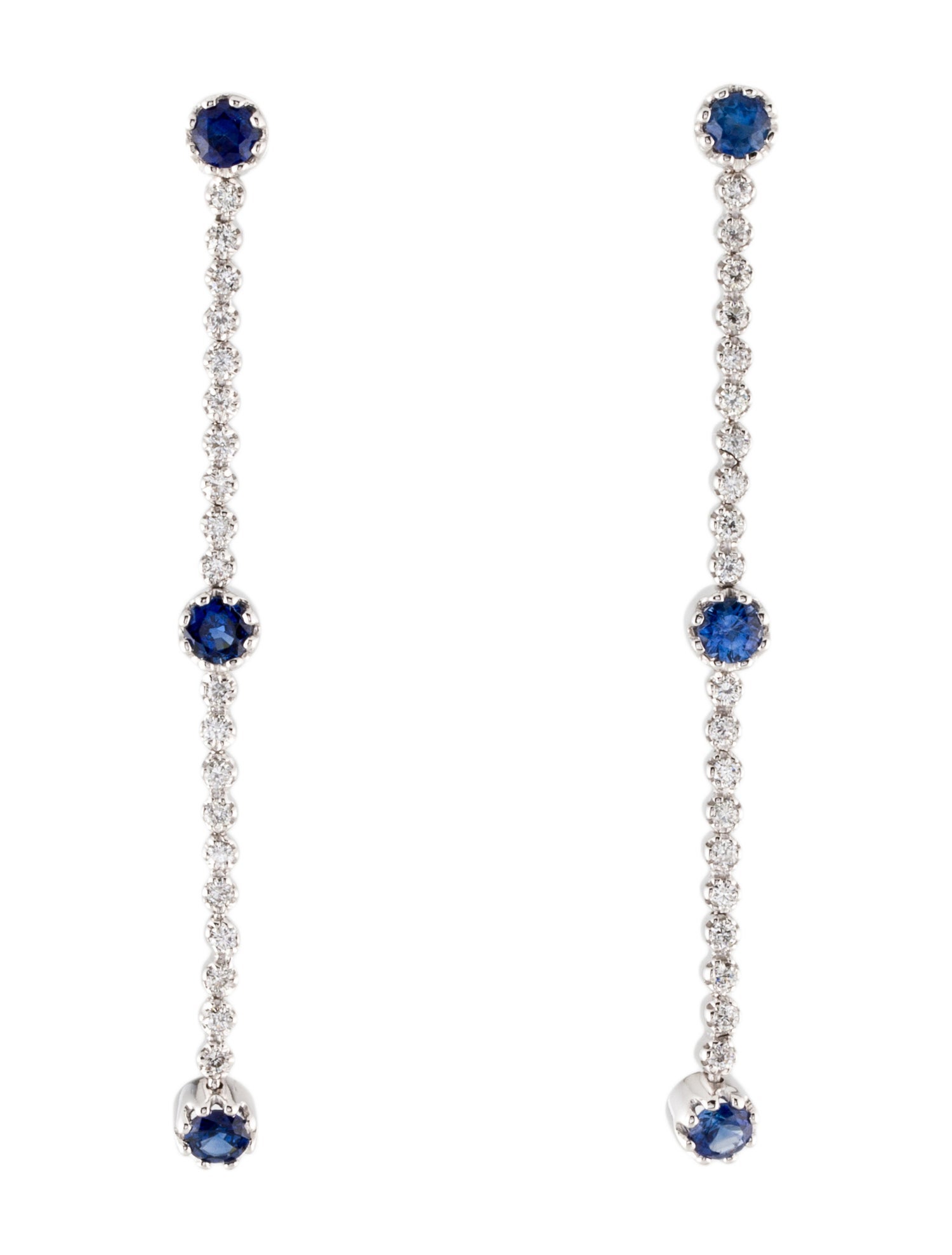 Earrings 18K Sapphire & Diamond Drop Earrings