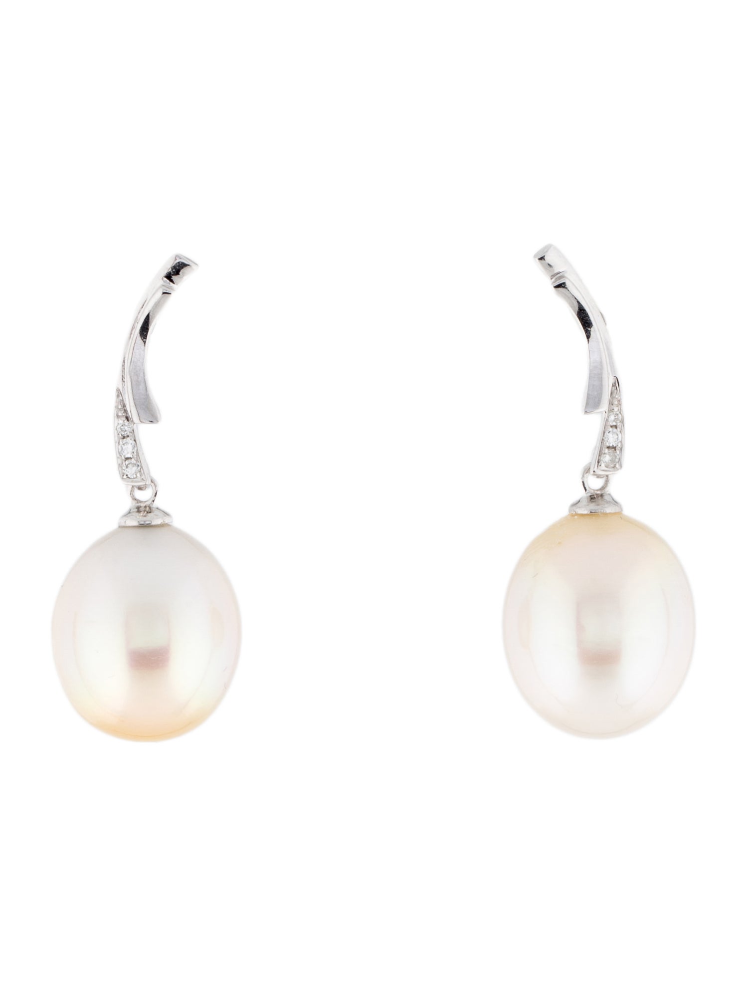 Earrings 18K Pearl & Diamond Drop Earrings