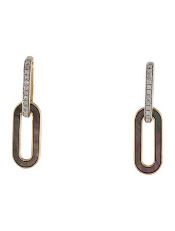 Earrings Drop 14K Mother of Pearl & Diamond