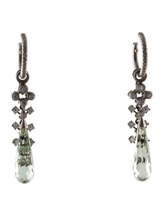 Earrings Sam Lehr 18K Prasiolite & Diamond Interchangeable Drop Earrings