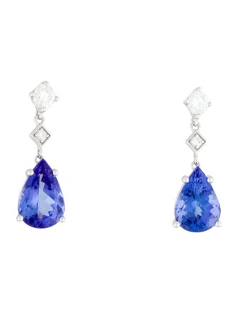 Earrings 14K Tanzanite & Diamond Drop Earrings