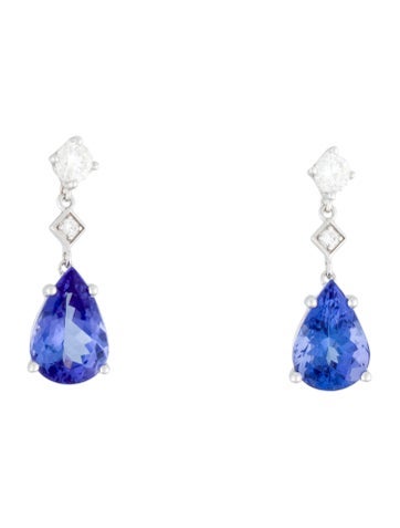 Earrings Drop 14K Tanzanite & Diamond