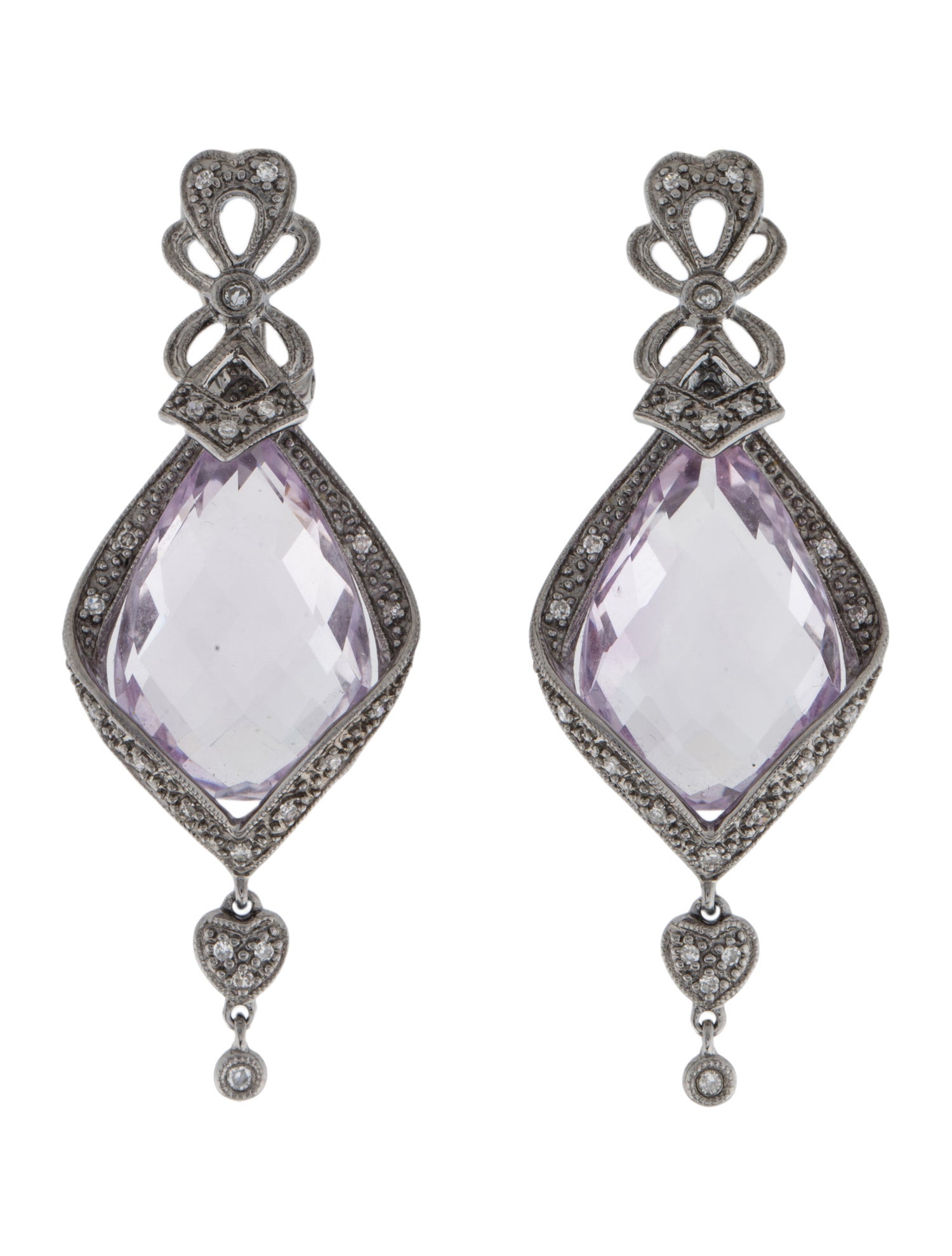 Earrings 14K Amethyst & Diamond Drop Earrings