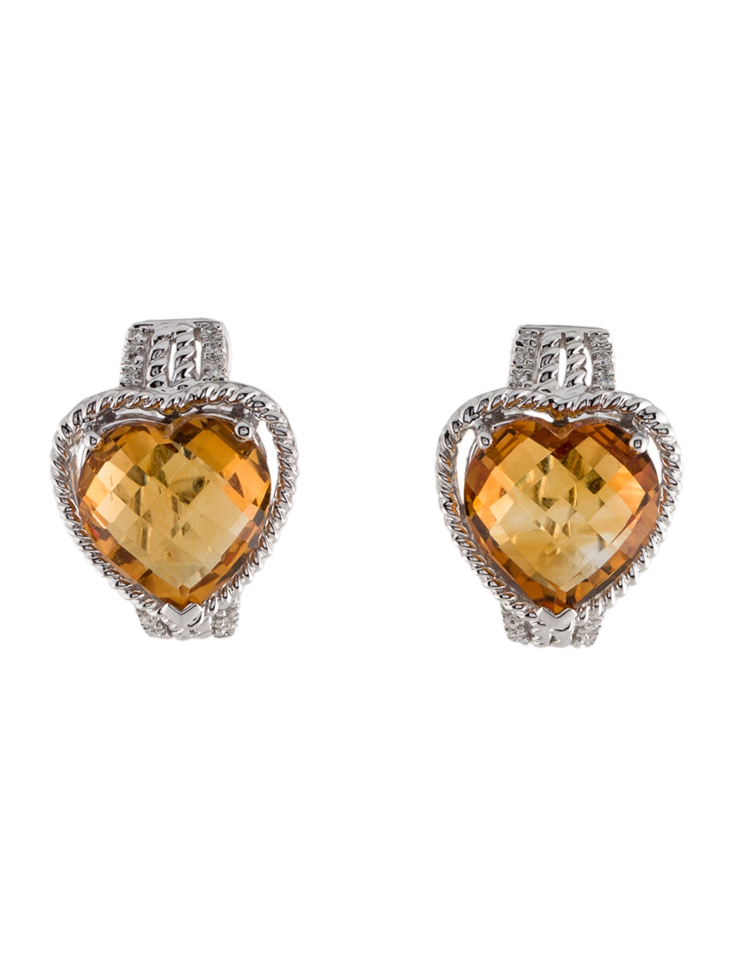 Earrings 14K Citrine & Diamond Earclip Earrings