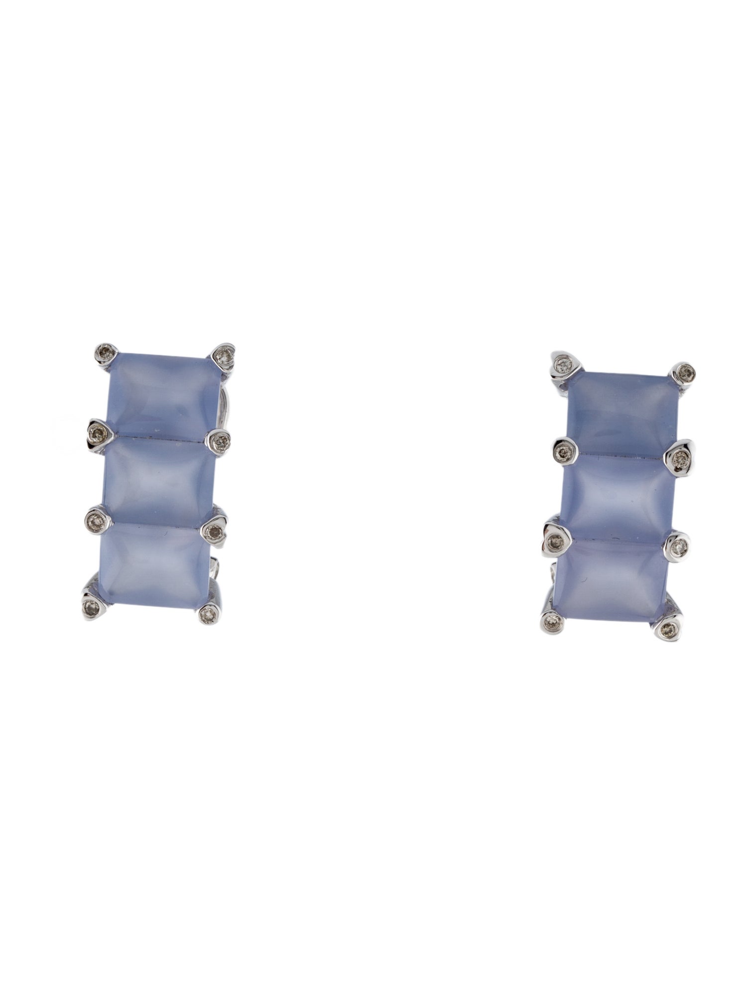 Earrings 14K Chalcedony & Diamond Earclip Earrings