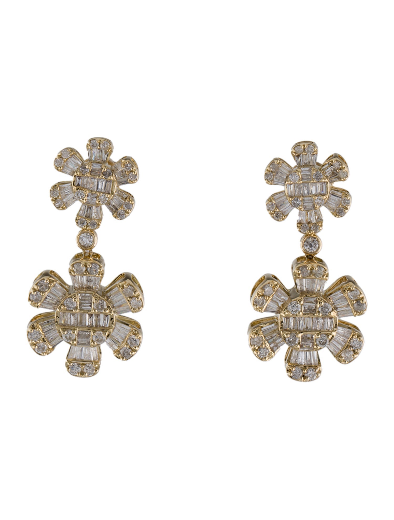 Earrings 14K 1.72ctw Diamond Flower Drop Earrings