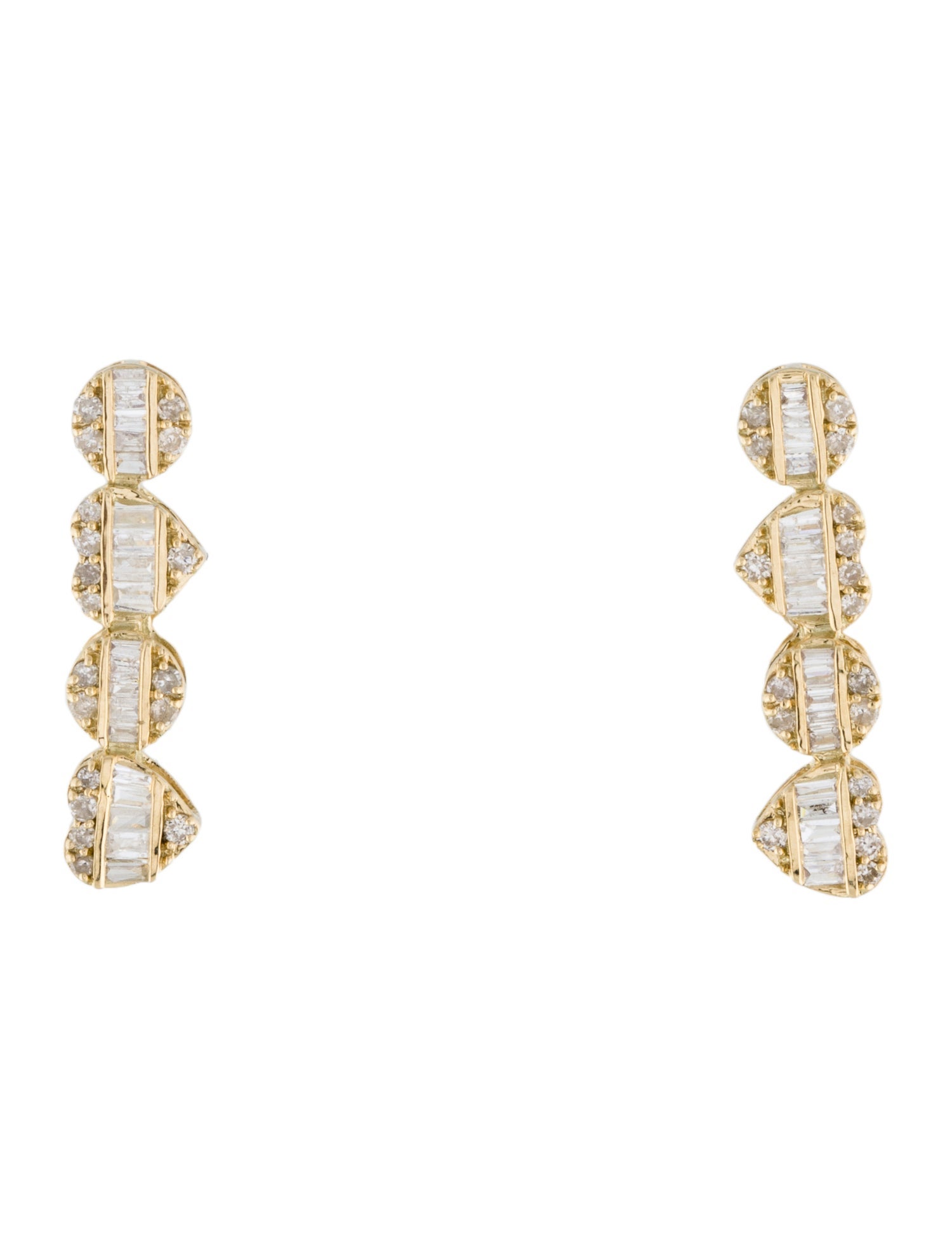 Earrings 14K Diamond Heart & Circle Bar Stud