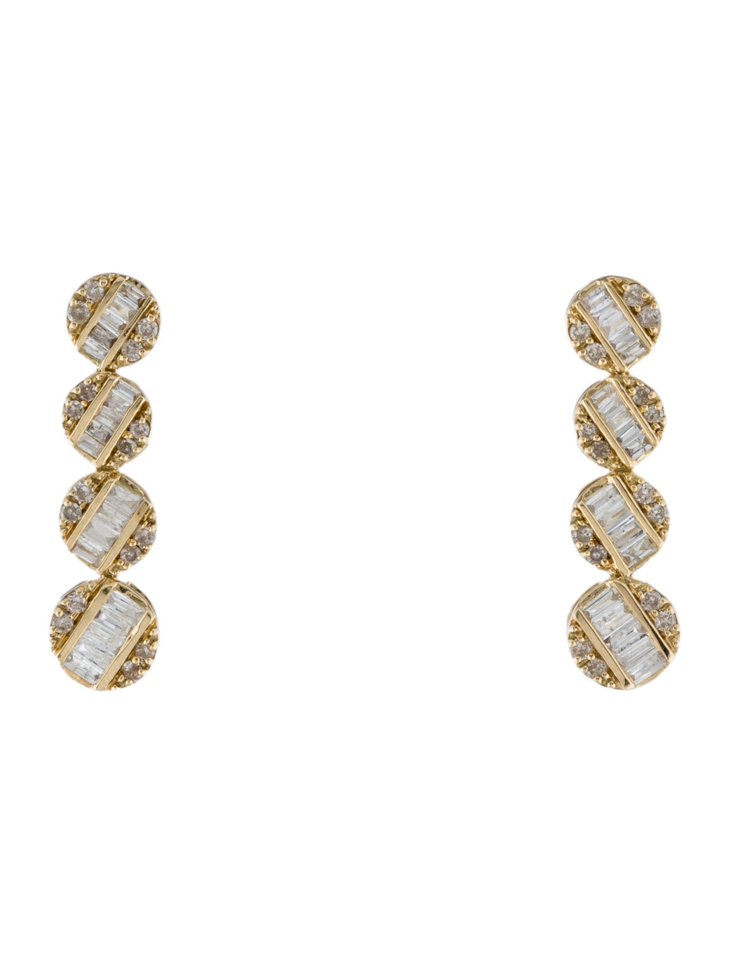 Earrings 14K Diamond Circle Bar Stud
