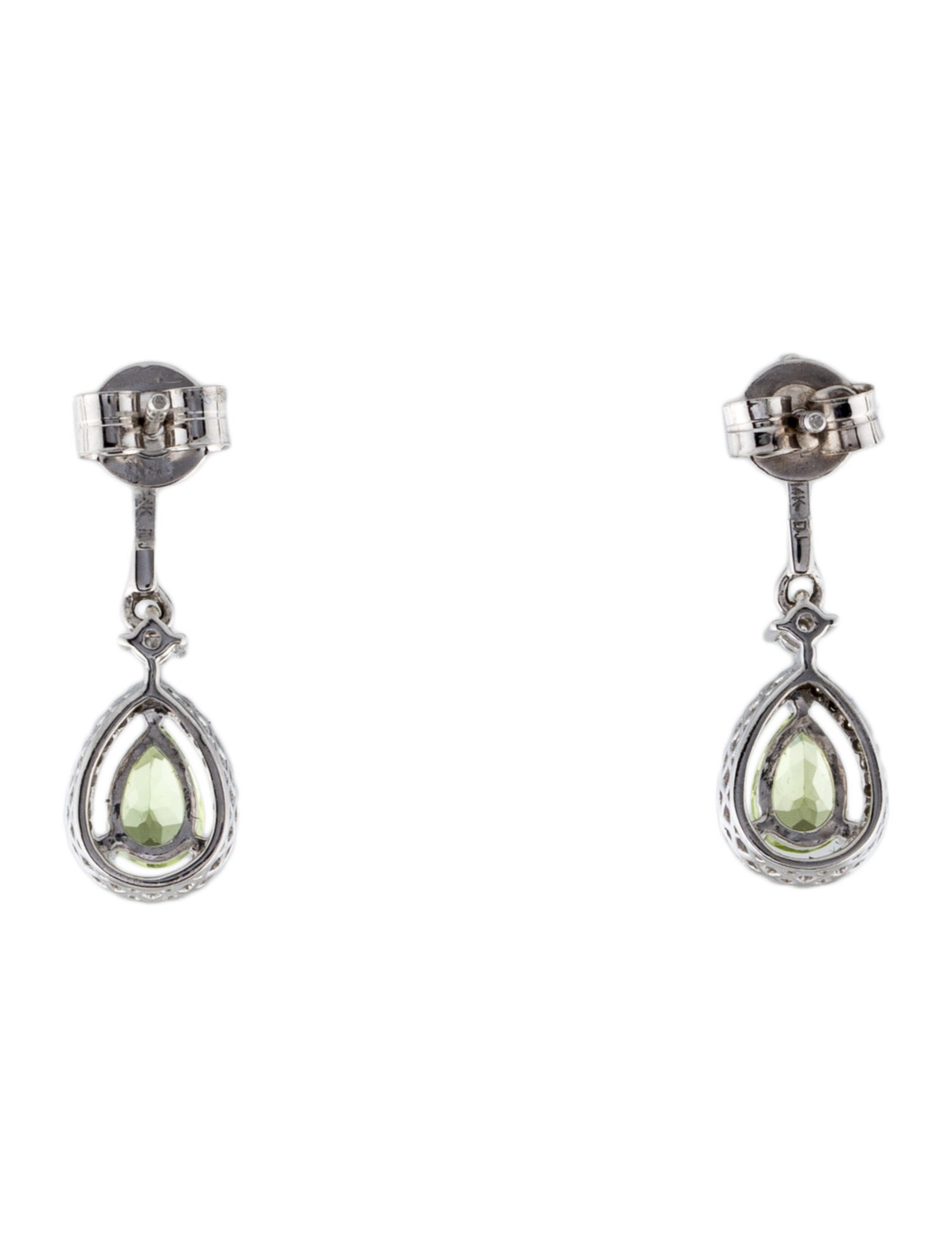 Earrings 14K Peridot & Diamond Drop Earrings