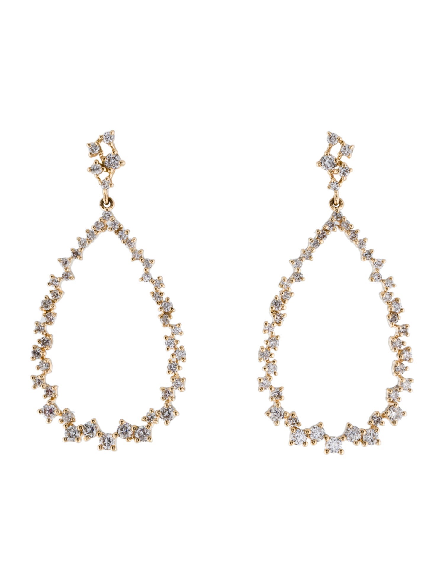 Earrings 14K Diamond Open Teardrop