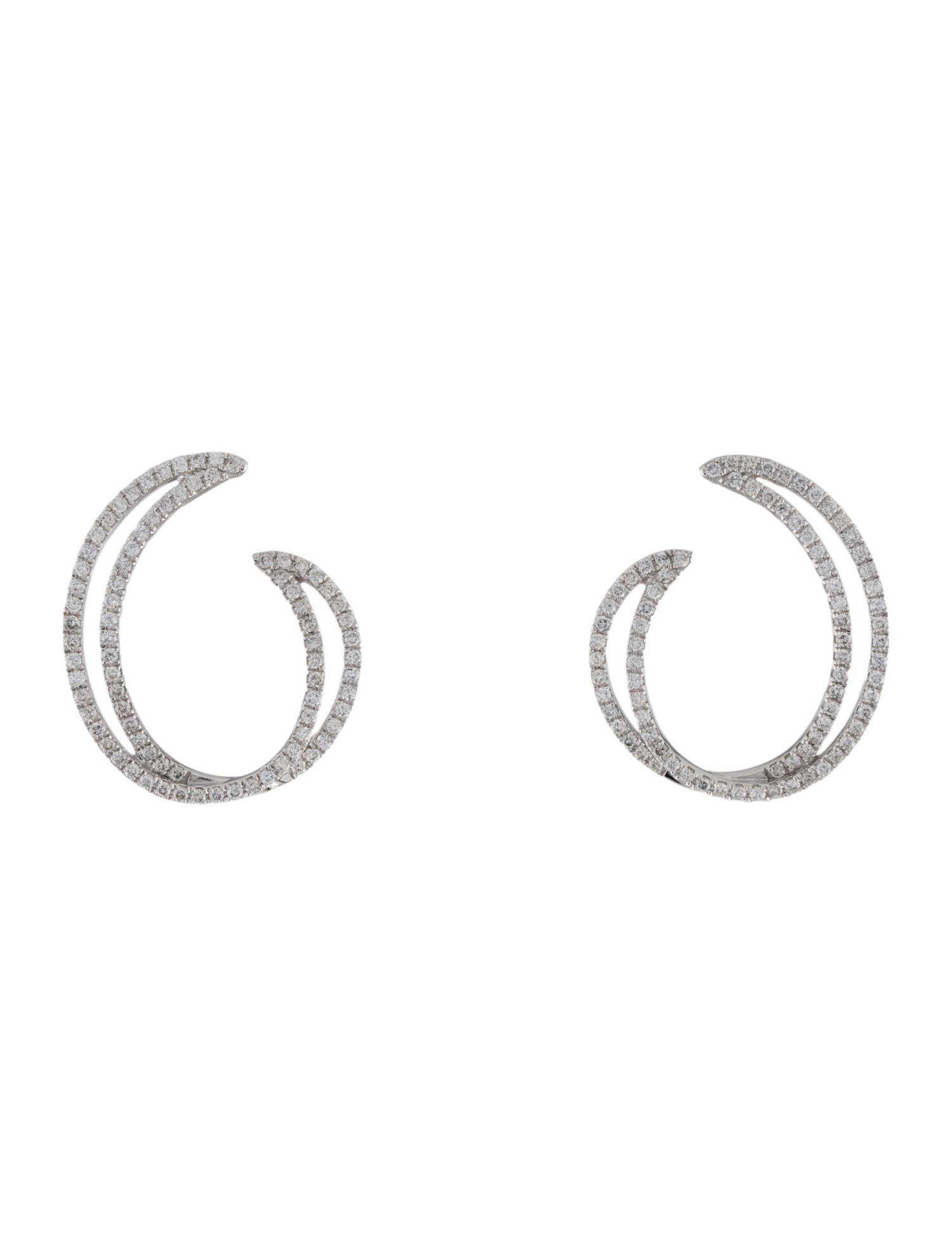 Earrings 14K 1.15ctw Diamond East-West 3/4 Hoop Earrings