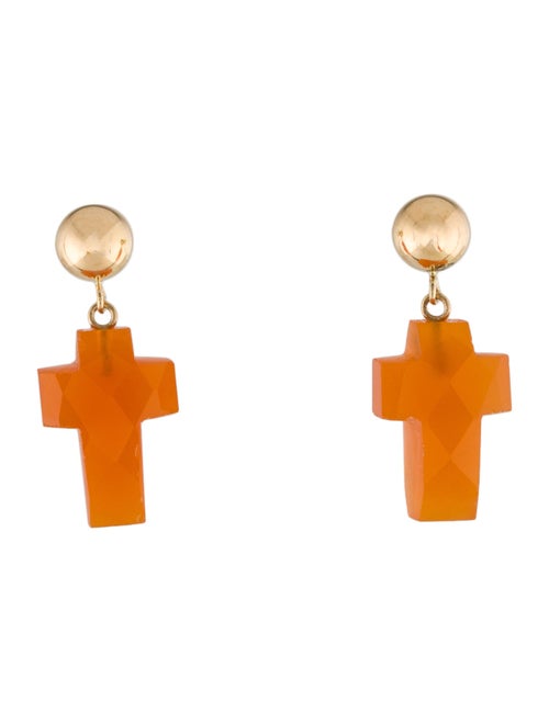 Earrings 18K Carnelian Cross Drop Earrings
