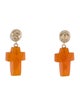 Earrings 18K Carnelian Cross Drop Earrings