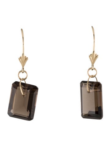Earrings Drop 14K Smoky Quartz
