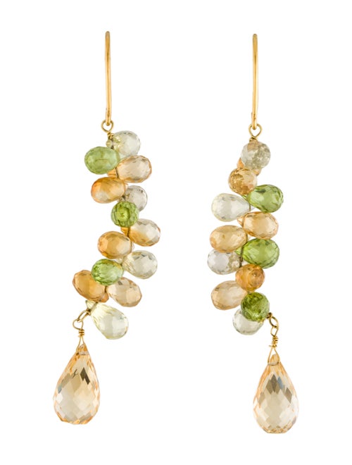 Earrings 14K Citrine & Peridot Drop Earrings