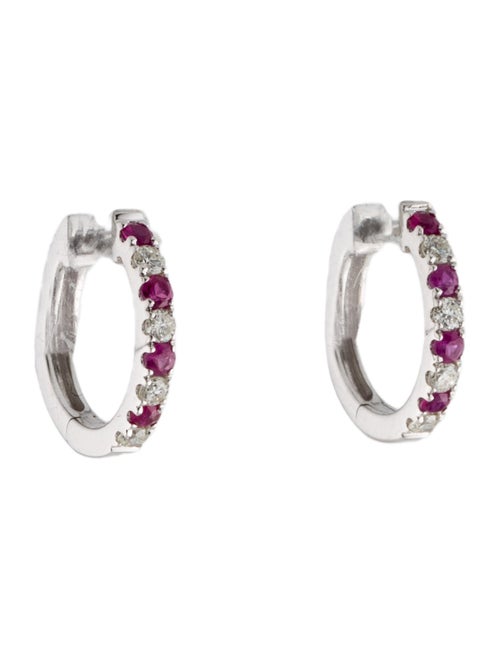 Earrings 14K Ruby & Diamond Huggie