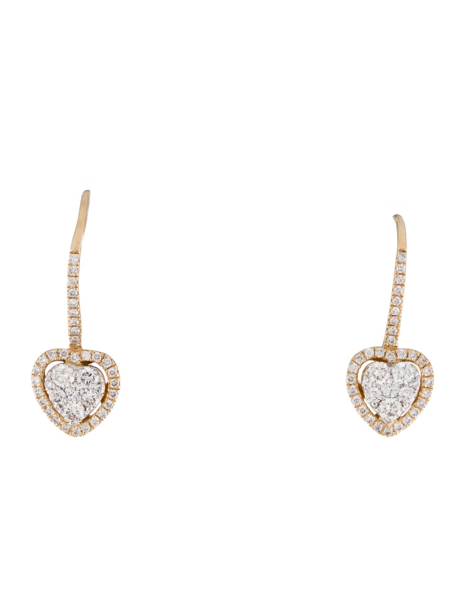 Earrings 14K Diamond Heart Drop Earrings